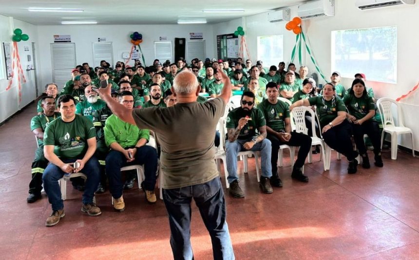 Prosai Parintins reúne trabalhadores em Sipatma para reforçar segurança, saúde mental e preservacao ambiental nas obras