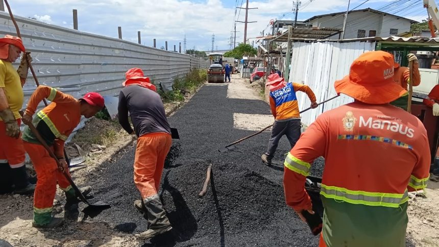 Prefeitura de Manaus realiza recuperação asfáltica na avenida Manaus 2000 para melhorar mobilidade urbana