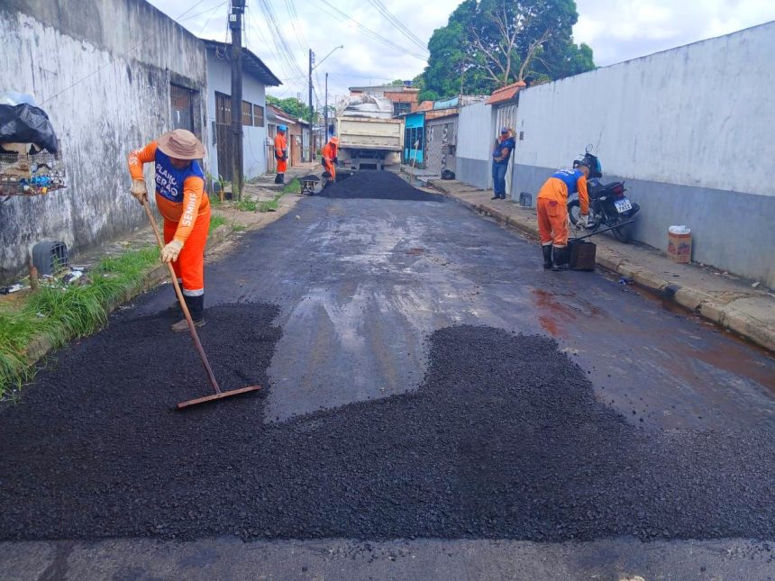 Prefeitura de Manaus amplia recuperação asfáltica na zona Leste com obras na rua K em Santa Inês