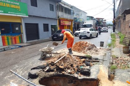 Prefeitura de Manaus realiza recuperação de drenagem profunda na rua Rio Baufana para preservar via e mobilidade