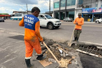 Prefeitura de Manaus realiza limpeza e recuperação de caixas coletoras na avenida Constantinopla e fortalece drenagem urbana