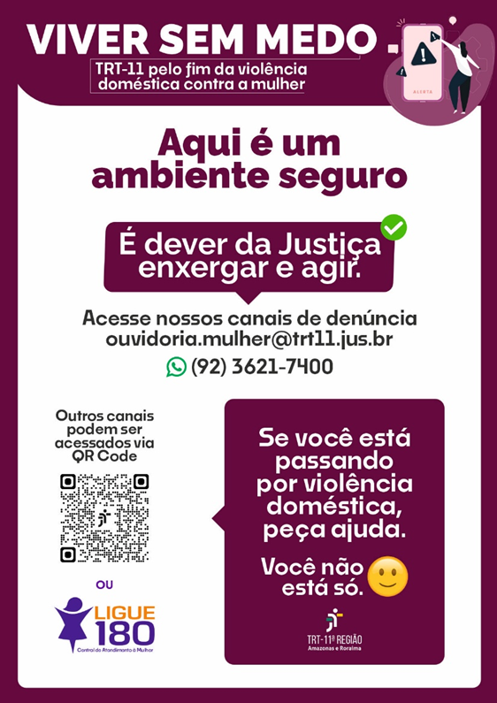 TRT-11 reforça divulgação dos canais de denúncia e acolhimento às mulheres no Amazonas e Roraima