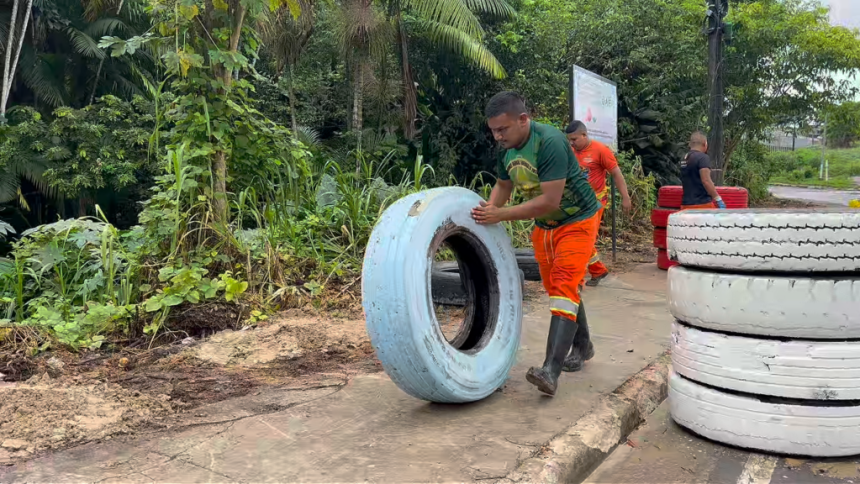 Prefeitura de Manaus transforma lixeira irregular em jardim ecologico e recupera quase 200 metros na rua Matrinxã