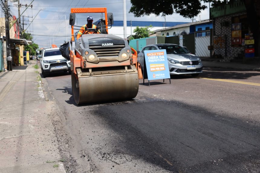 Prefeitura de Manaus intensifica recuperação asfáltica na avenida Camapuã para ampliar segurança e mobilidade