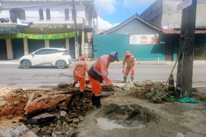 Prefeitura de Manaus realiza recuperação da drenagem na avenida Desembargador João Machado para restabelecer escoamento e trafegabilidade