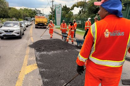 Prefeitura de Manaus intensifica manutenção asfáltica na avenida Djalma Batista para recuperar pavimento e melhorar mobilidade