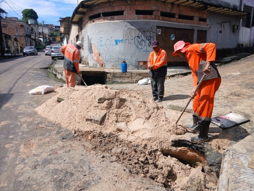 Manaus avança para fase final da recuperação da drenagem na rua Dália em Tancredo Neves