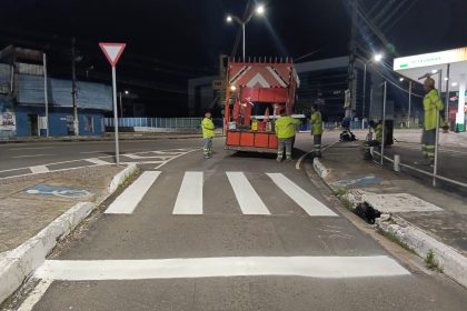IMMU intensifica sinalização viária em Manaus com intervenções em várias zonas e vias principais da cidade