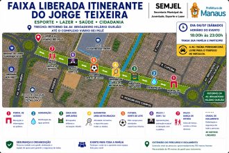 Prefeitura de Manaus realiza faixa liberada itinerante no Jorge Teixeira com atividades gratuitas das 18h às 23h
