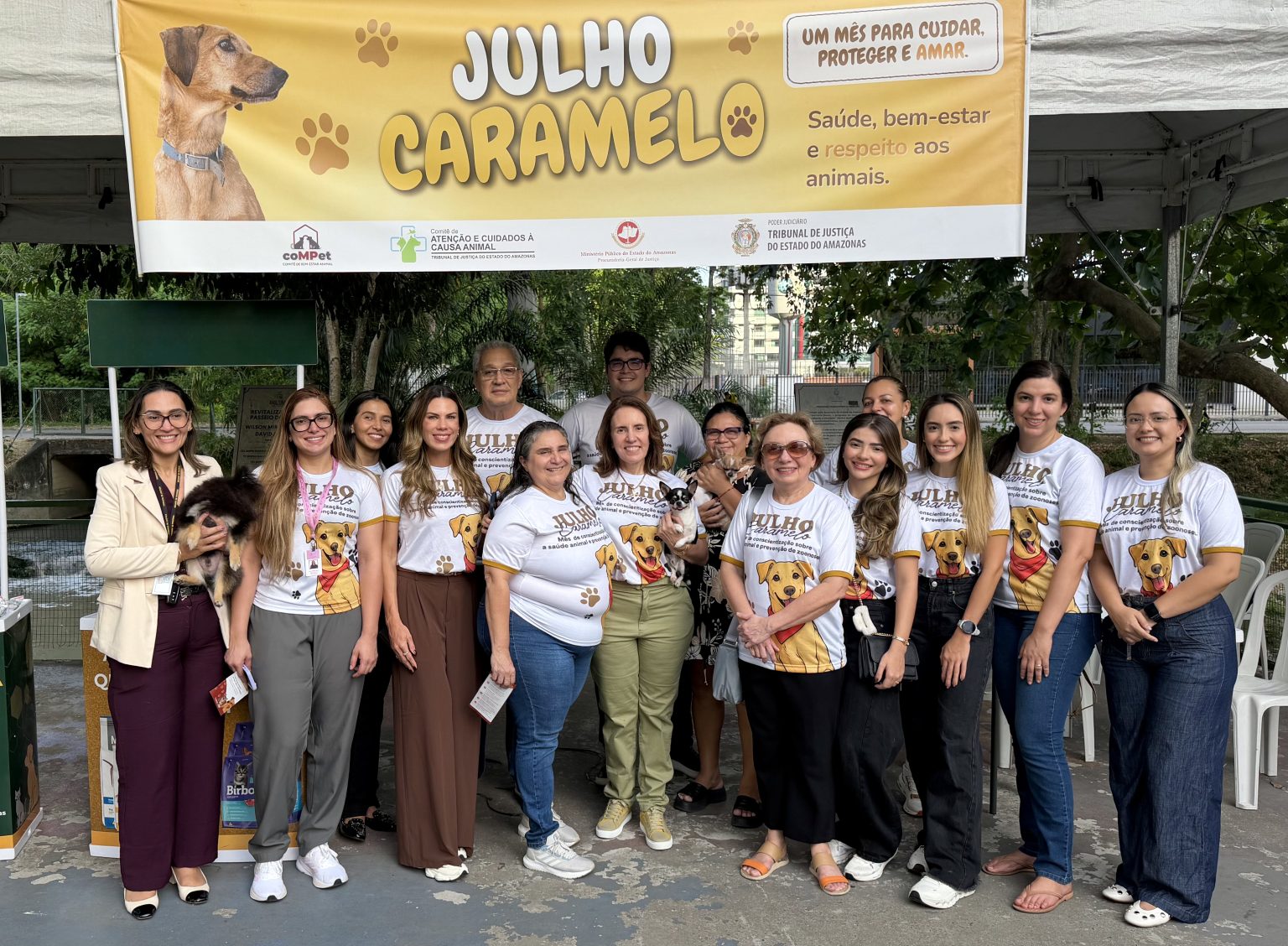 TJAM realiza ação do Julho Caramelo em Manaus para conscientizar sobre proteção animal e saúde pública