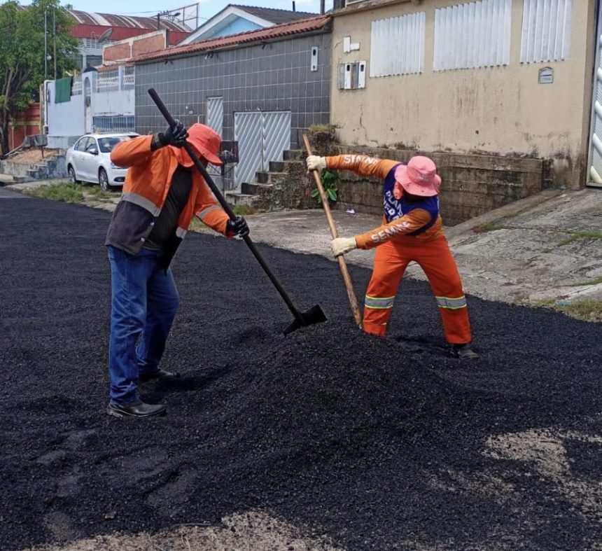 Manutenção asfáltica avança na travessa Areado do conjunto Manoa e melhora a mobilidade em Manaus