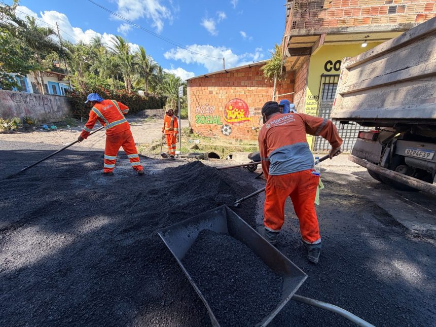 Prefeitura de Manaus intensifica recuperação asfáltica em ruas da zona Norte e amplia ações pela cidade