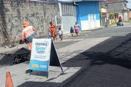 Recuperação asfáltica em Manaus avança com obras nas ruas dos Canários e Rouxinol para melhorar trafegabilidade