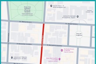 Início das obras da Rua Gastronômica de Manaus interdita trecho da rua Ferreira Pena a partir de 26/8