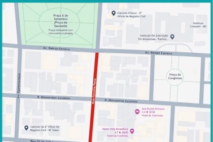 Início das obras da Rua Gastronômica de Manaus interdita trecho da rua Ferreira Pena a partir de 26/8