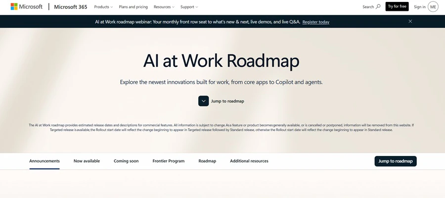 Microsoft centraliza roadmap de Dynamics 365, Power Platform e Dataverse no AI at Work roadmap a partir de septiembre de 2026