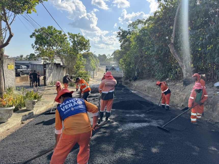 Prefeitura de Manaus avança na recuperação asfáltica da rua Yakisoba no Portal do Japão