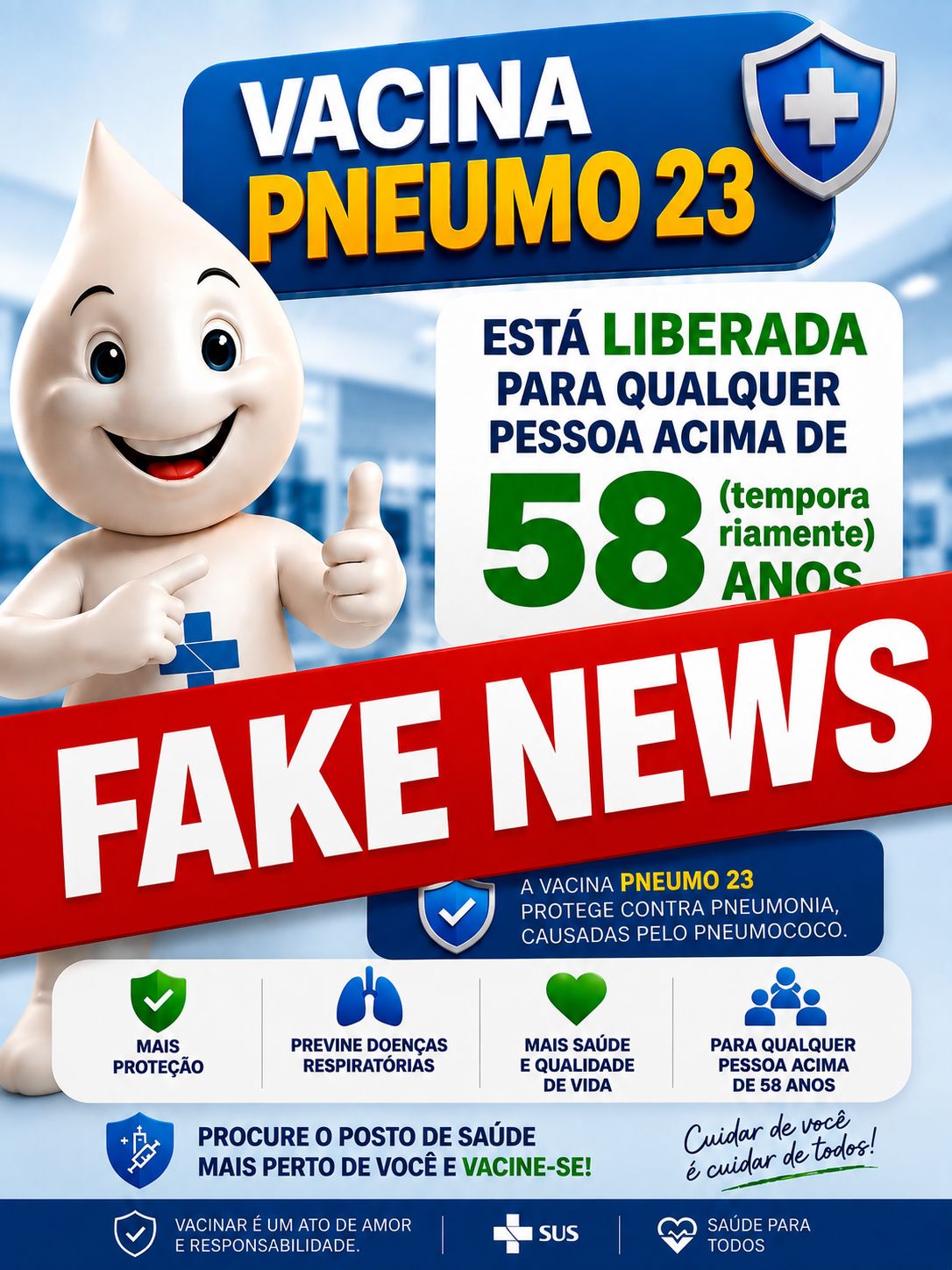 Prefeitura de Manaus informa que não houve liberação da vacina Pnemo 23 para maiores de 58 anos