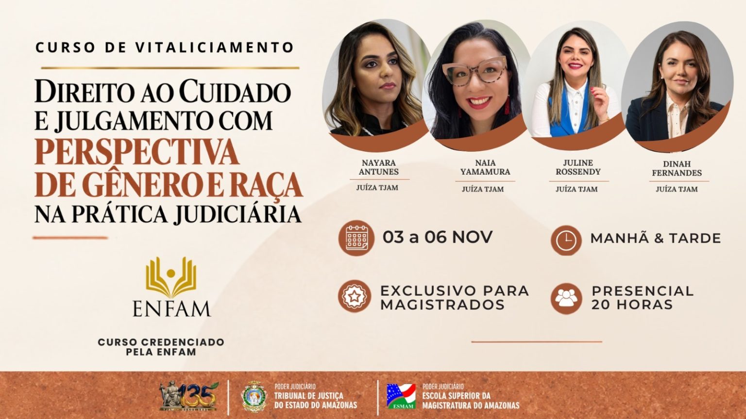 Esmam anuncia curso de vitaliciamento sobre direito ao cuidado com perspectiva de gênero e raça para magistrados